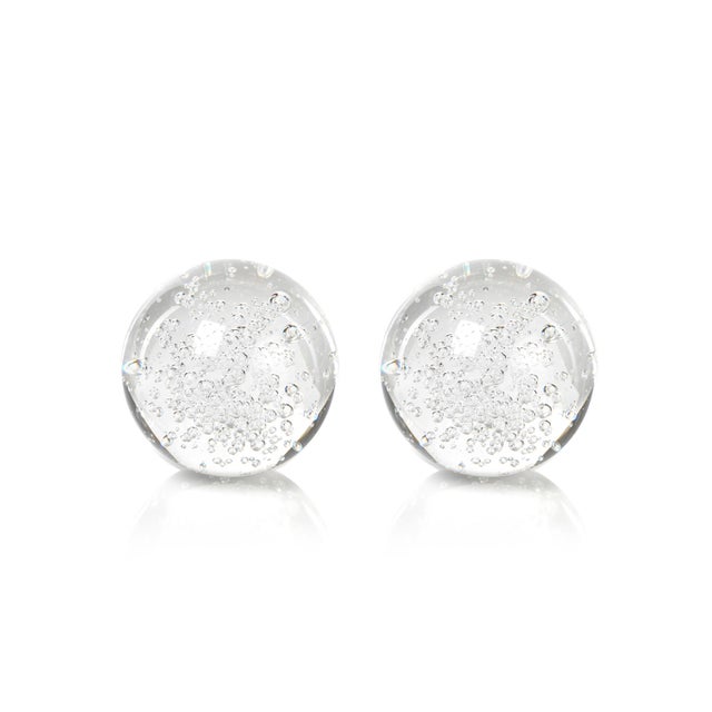 3.5-Inch Crystal Fill Ball with Bubbles, Set of 2 For Sale - Image 4 of 4