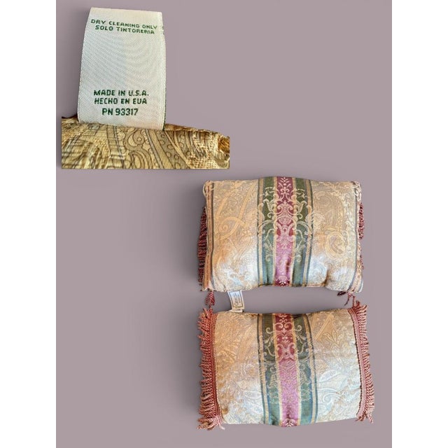 Pair Croscill Paisley Fringe Lumbar Pillows-Burgundy Gold-Traditional-Vintage For Sale - Image 9 of 11