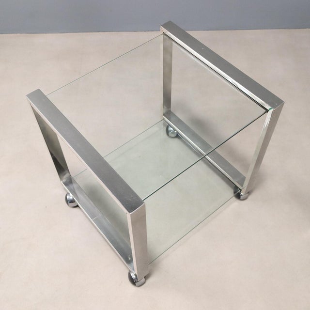Glass Vintage Bedside Tables with Glass Top, Set of 2 For Sale - Image 7 of 8