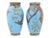 Paint Pair Japanese Cloisonne Owls Hawks Maple on Turquoise Blue Enamel Vases Goto For Sale - Image 7 of 9
