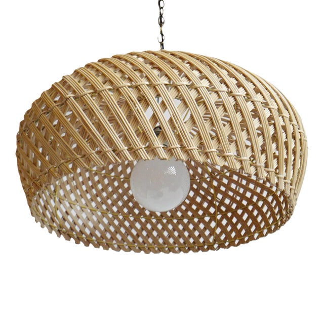 Rattan Dome Swirl Pendant Light Medium For Sale