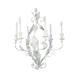 Italian Hollywood Regency Metal Flower Leaf Chandelier