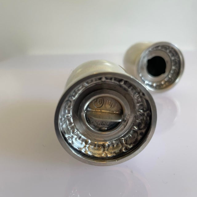 1960s 1960s Danish Mid Century Sterling Silver Egg Shaped Salt Pepper Shakers - a Pair For Sale - Image 5 of 6