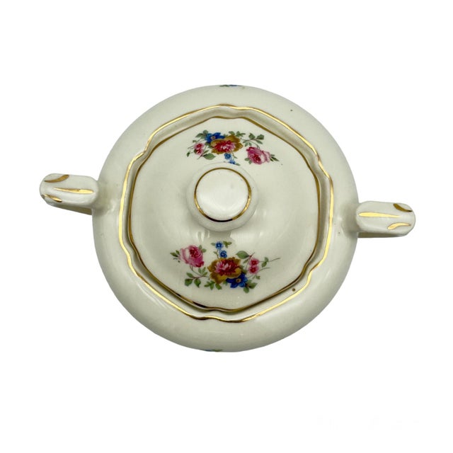 Victorian Vintage Victorian Styled Sugar Bowl With Lid With 24k Gold Details For Sale - Image 3 of 5