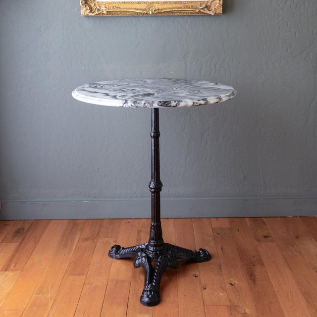 French Provincial Antique Marble and Cast Iron French Bistro Table For Sale - Image 3 of 15