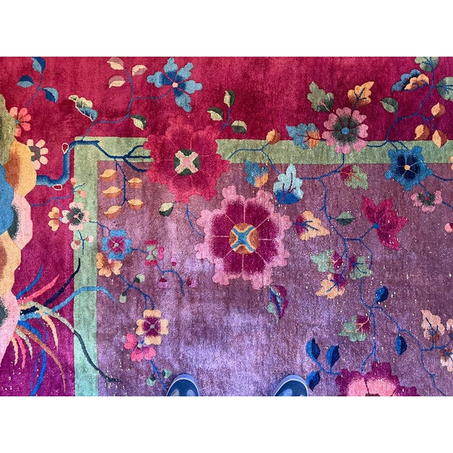 Purple An Antique Nichol Quality Art Deco Chinese Rug Majenta /Purple For Sale - Image 8 of 9