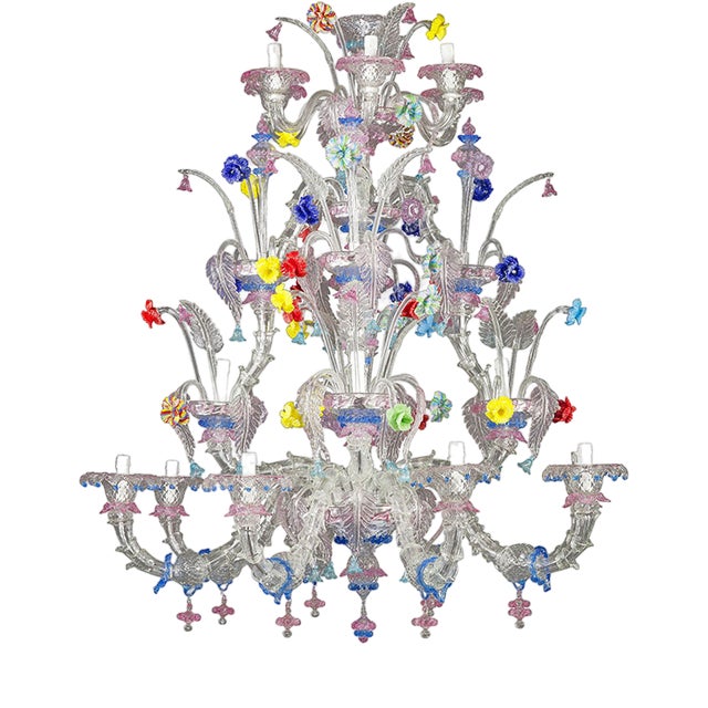 Vintage Murano Glass Chandelier, 1950s For Sale