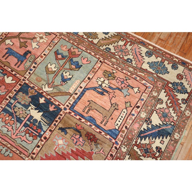 Antique Persian Heriz Pictorial Room Size Rug For Sale - Image 4 of 18