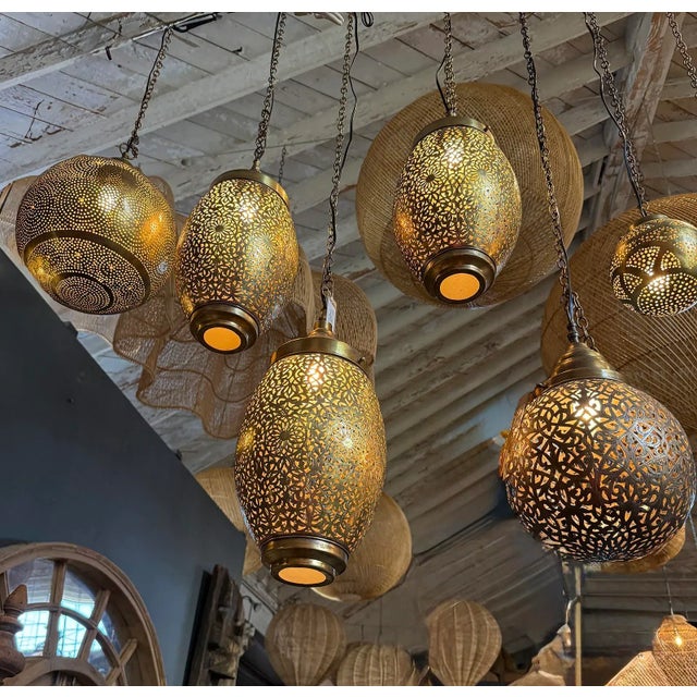 Vintage Brass Work Obelisk Spot Pendant Light For Sale In Los Angeles - Image 6 of 8