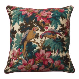 Boho Chic Jungle Parrots Print Pillow For Sale