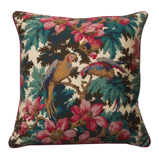 Boho Chic Jungle Parrots Print Pillow For Sale
