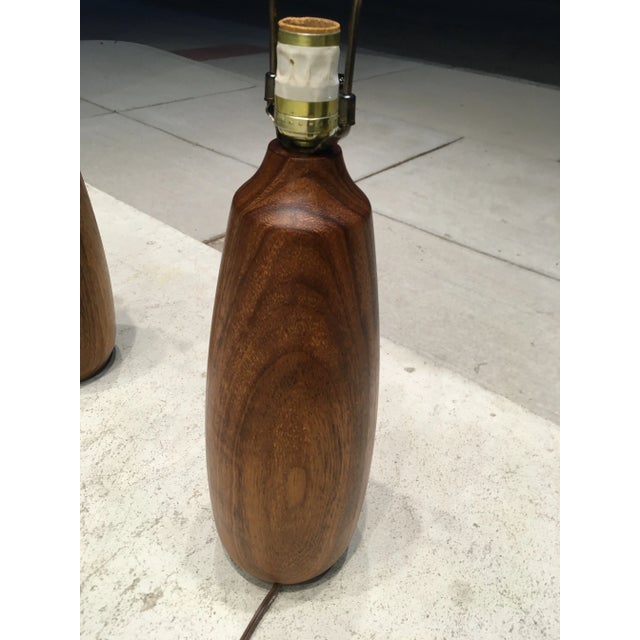 Burnt Umber Danish Teak Table Lamps Gordon Martz for Marshall Studios - a Pair For Sale - Image 8 of 13