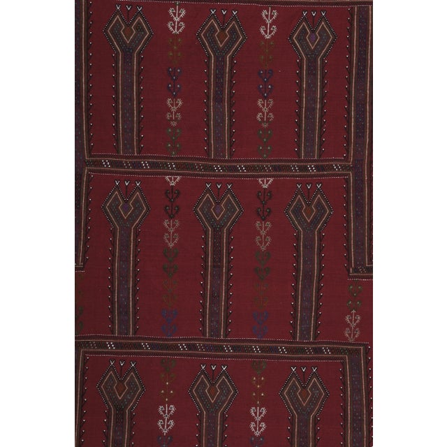 1960s Vintage Unusual Pattern Brick Red Jajim Kilim 5'7'' X 7'8'' For Sale - Image 5 of 10
