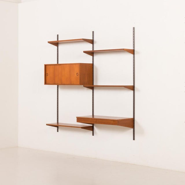 Teak Wall Unit with Desk by Kai Kristiansen for FM Mobler, 1960s, Set of 9 For Sale - Image 17 of 17