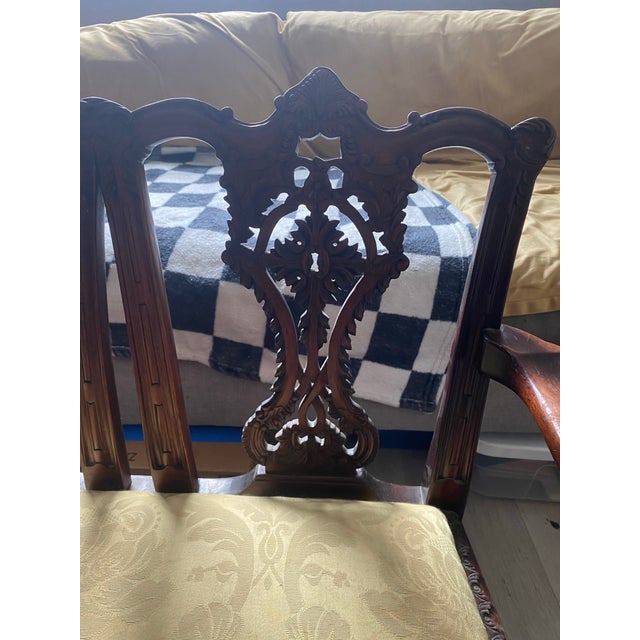 Thomas Chippendale Antique Victorian Mahogany Chippendale-Style Children’s Loveseat (1870-1920s) For Sale - Image 4 of 9