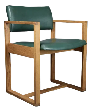 Mid-Century Modern Wooden Office Chair in Bottle Green, 1960