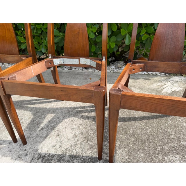 Wood Vintage Mid-Century Walnut Dining Chairs for Restoration, Set of 4 For Sale - Image 7 of 15