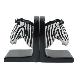 Fitz & Floyd Ceramic Zebra Bookends For Sale