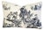Custom-tailored pillow in a cotton French Countryside toile design printed fabric. Pillow back is a crisp oyster-white...
