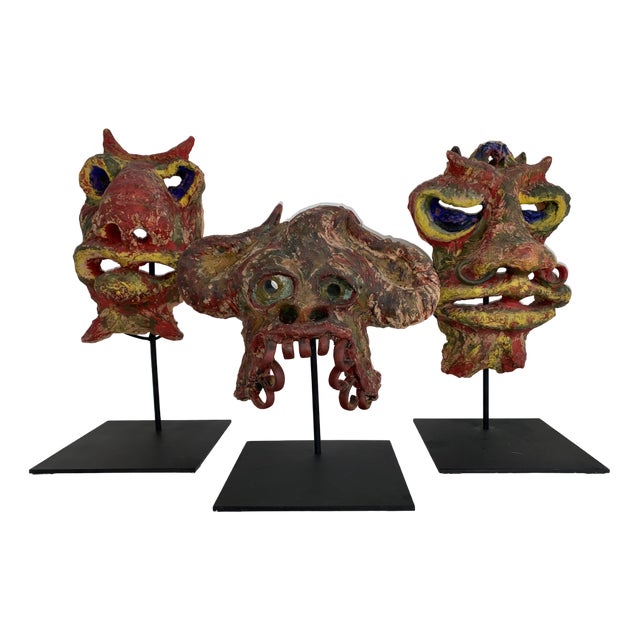 Art Brut Terracota Sculptures by Angelo Méani, Set of 3 For Sale