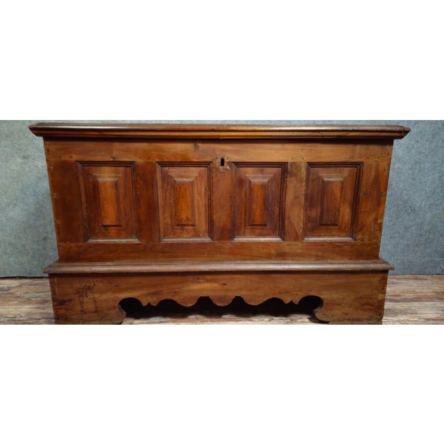 Large 18th-century walnut chest. this substantial storage chest, crafted from solid wood, is beautifully antique. Its...