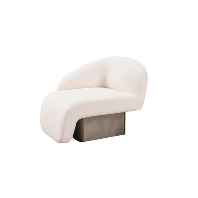 Metal Kaia Modern White Boucle Right Arm Accent Chair For Sale - Image 7 of 11