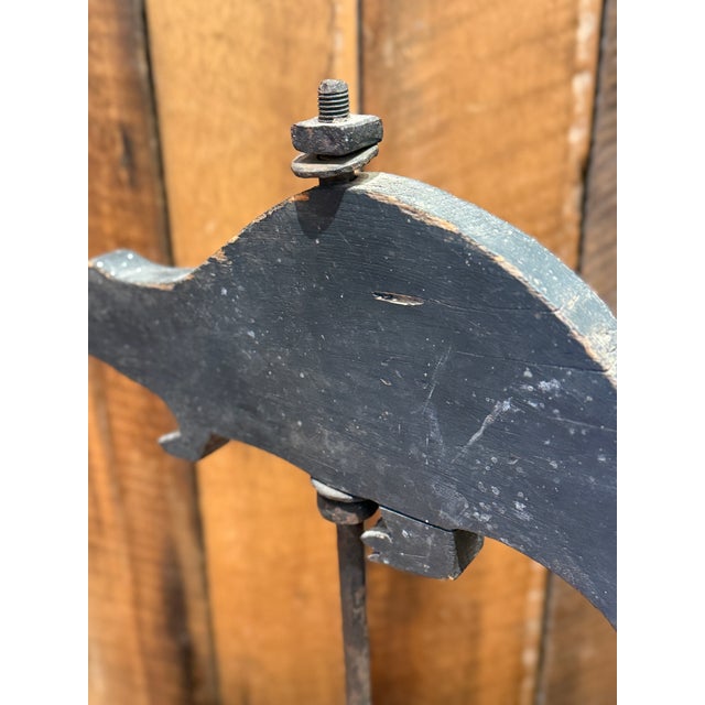 Wonderful early primitive folk art beaver weathervane mounted on a later custom display base. This charming handcrafted...