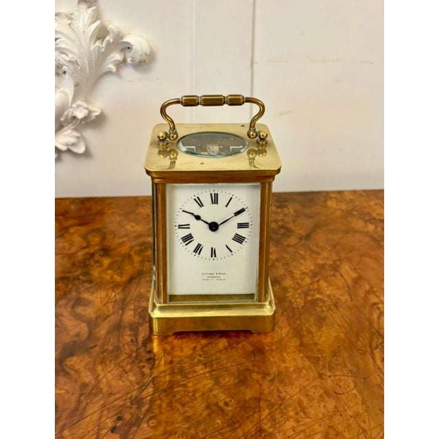 Antique French Brass Carriage Clock from Latshea & Sons Edinburgh, 1880 For Sale - Image 13 of 13