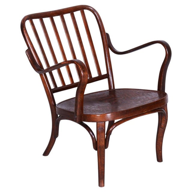 Art Deco Armchair in Beech attributed to Josef Frank for Thonet, Czech, 1930s For Sale - Image 11 of 11