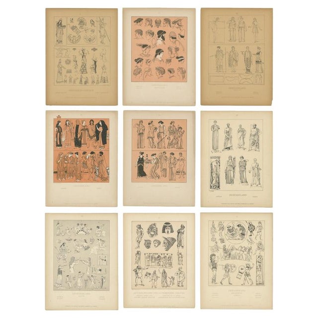 After Max Tilke, Greek Costume and Antiquity Illustrations, Prints, Set of 9 For Sale - Image 11 of 11