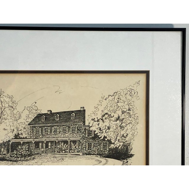 Mid-Century Modern Vintage Architectural Drawing Superintendent’s House – Ink Rendering For Sale - Image 3 of 5