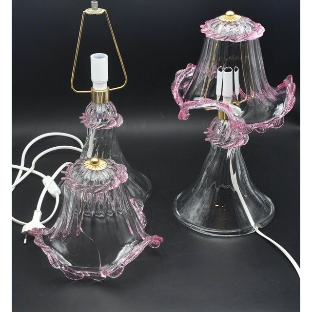 1970s Pink Table Lamps in Murano Glass - Set of 2 For Sale - Image 13 of 15