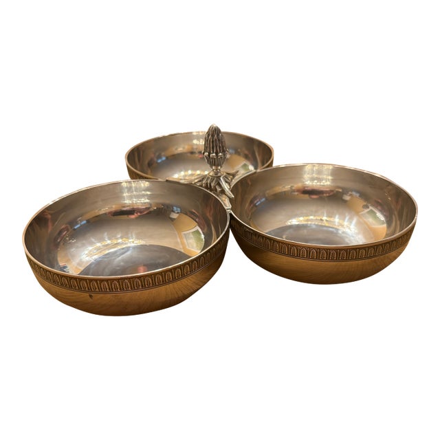 Christofle "Malmaison" Silver-Plated 3-Bowl Server For Sale