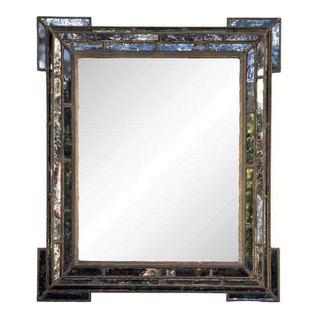 Exquisite Antique Wall Mirror~ Vintage Italian With Original Patina and Gilt Details Circa 1940 For Sale