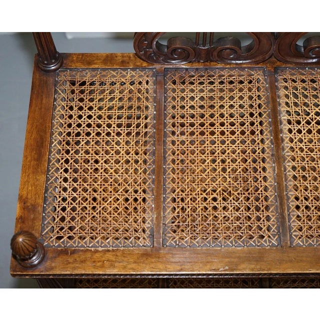 Wood French Walnut and Rattan Bookcase For Sale - Image 7 of 18