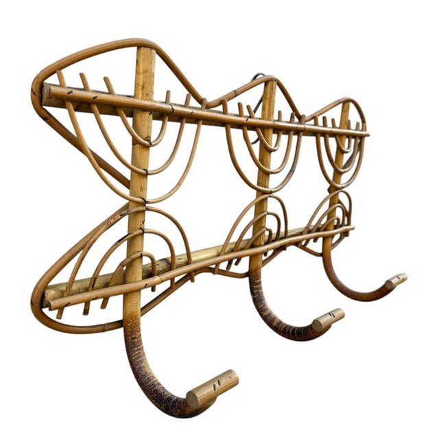 Brown Rattan Coat Rack in the style of Olaf Von Bohr, Italy, 1960s For Sale - Image 8 of 9