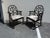 Lattice Work Back Black Arm Chairs - a Pair For Sale - Image 4 of 11