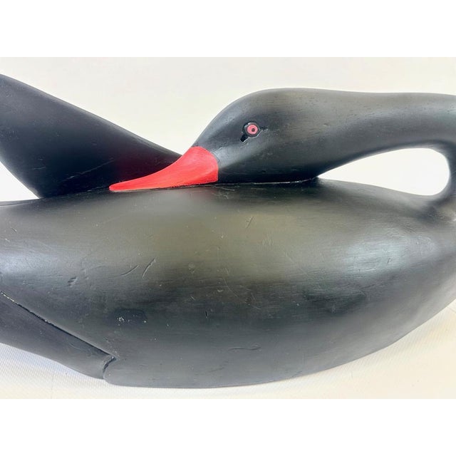 Large Vintage Carved Wood Black Swan Figurine For Sale - Image 9 of 15