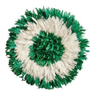 Vintage Green & White African Juju Hat Wall Art For Sale
