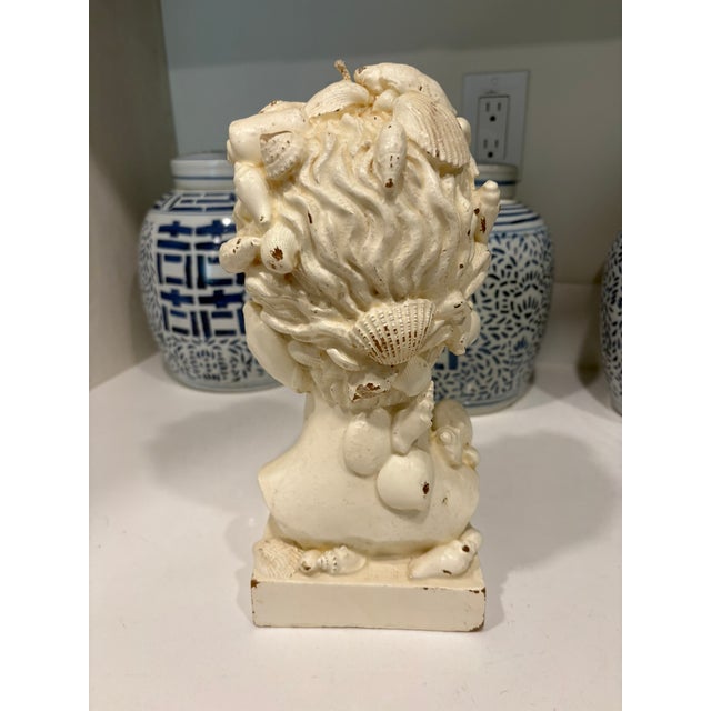 Wax Vintage Coastal Neoclassical Wax Candle Bust With Seashells For Sale - Image 7 of 10