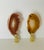 Beautiful natural color agate stone slices mounted on brass bases as lamp finials.