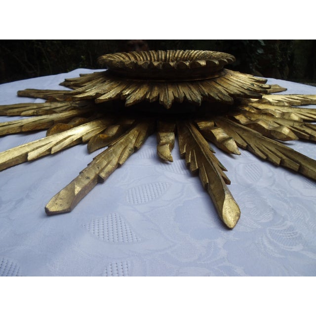 Antique Wooden Sun Mirror in Original Frame, 1890s For Sale - Image 3 of 15