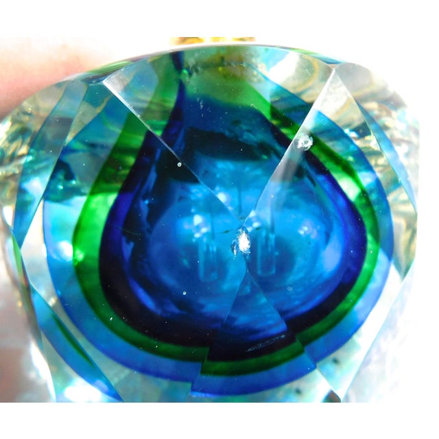 Blue 1980s Blue and Green Art Glass Perfume Bottle For Sale - Image 8 of 9