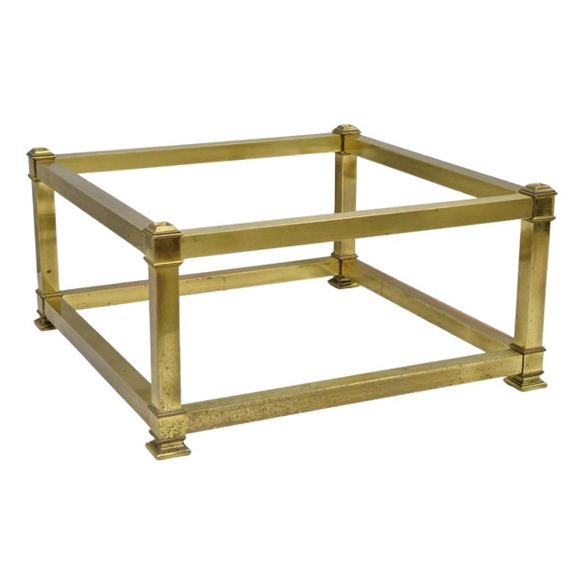 Vintage Mastercraft Hollywood Regency Square Brass Coffee Table Base Only For Sale