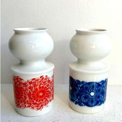 Olle Alberius Pair of Petit Segmented Vases by Olle Alberius for Rörstrand, Sweden, 1960's For Sale - Image 4 of 11