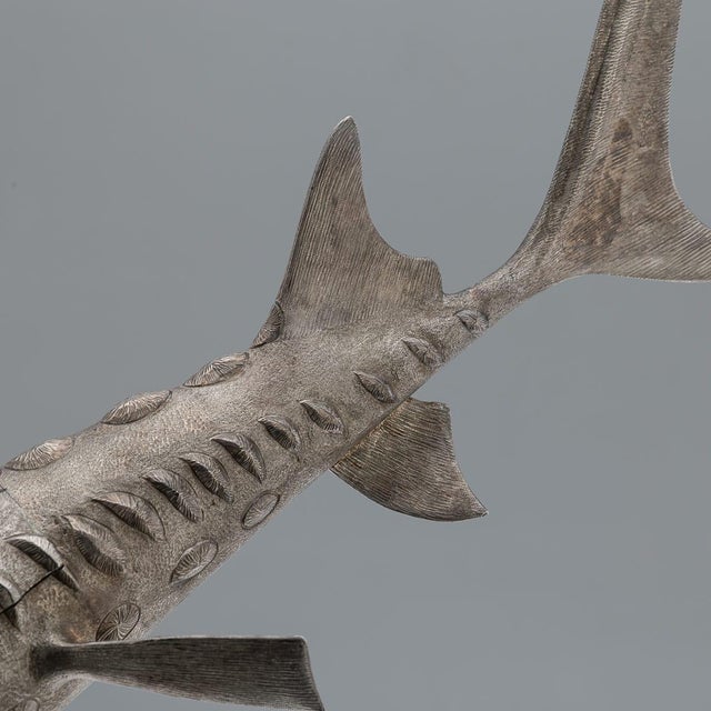 20th Century Elizabeth II Silver Sturgeon-Form Caviar Server from Asprey & Co, 1965, Set of 2 For Sale - Image 15 of 18