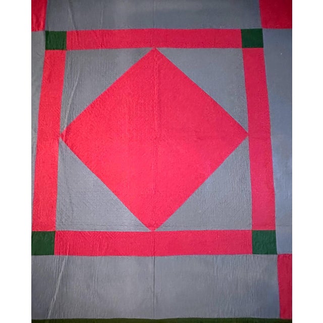 1900 - 1909 Antique Amish Dimond Quilt Lancaster Pennsylvania For Sale - Image 5 of 11