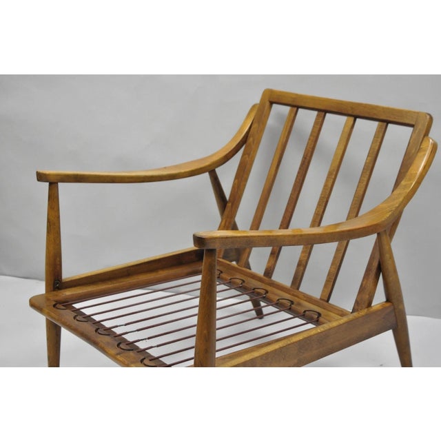 Vintage Mid Century Modern Danish Style Sculptural Walnut Lounge Arm Chair For Sale - Image 16 of 17