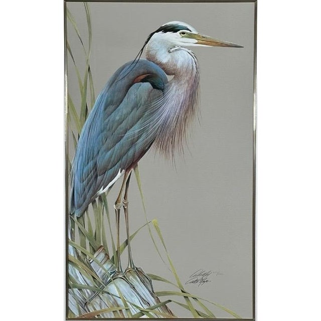 Realism Late 20th Century Art LaMay Signed Limited Edition Bay Blue Heron Gold Gilt Framed Giclee For Sale - Image 3 of 14