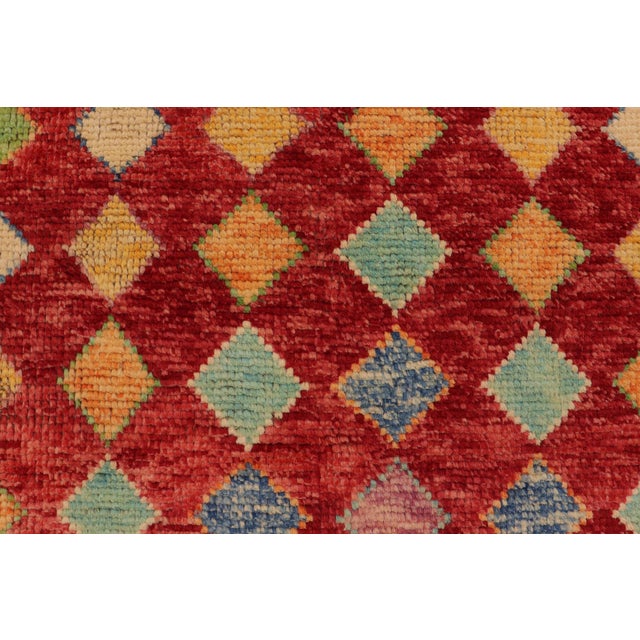 1990s Modern Balochi Red/Blue Wool Rug - 3'3''x5'0'' For Sale - Image 5 of 11